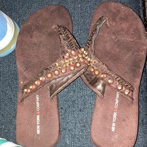 New York &Company brown flip flops
